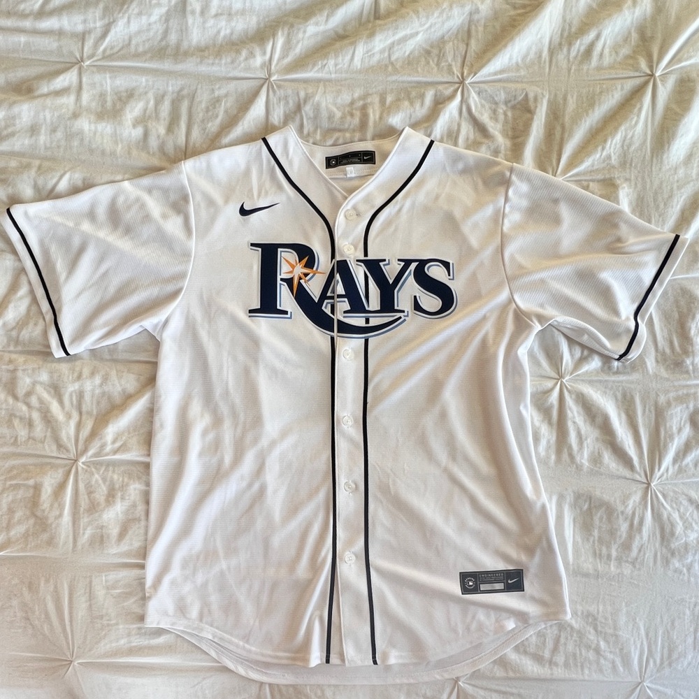 Nike White and Navy Rays Jersey